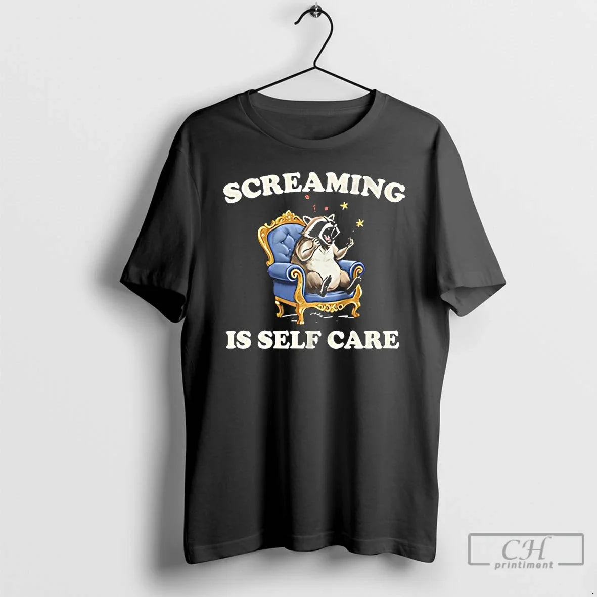 Classic Raccoon Screaming Is Self Care - Adult & Kids T-Shirts, Sweatshirts & Hoodies apparel design preview 1