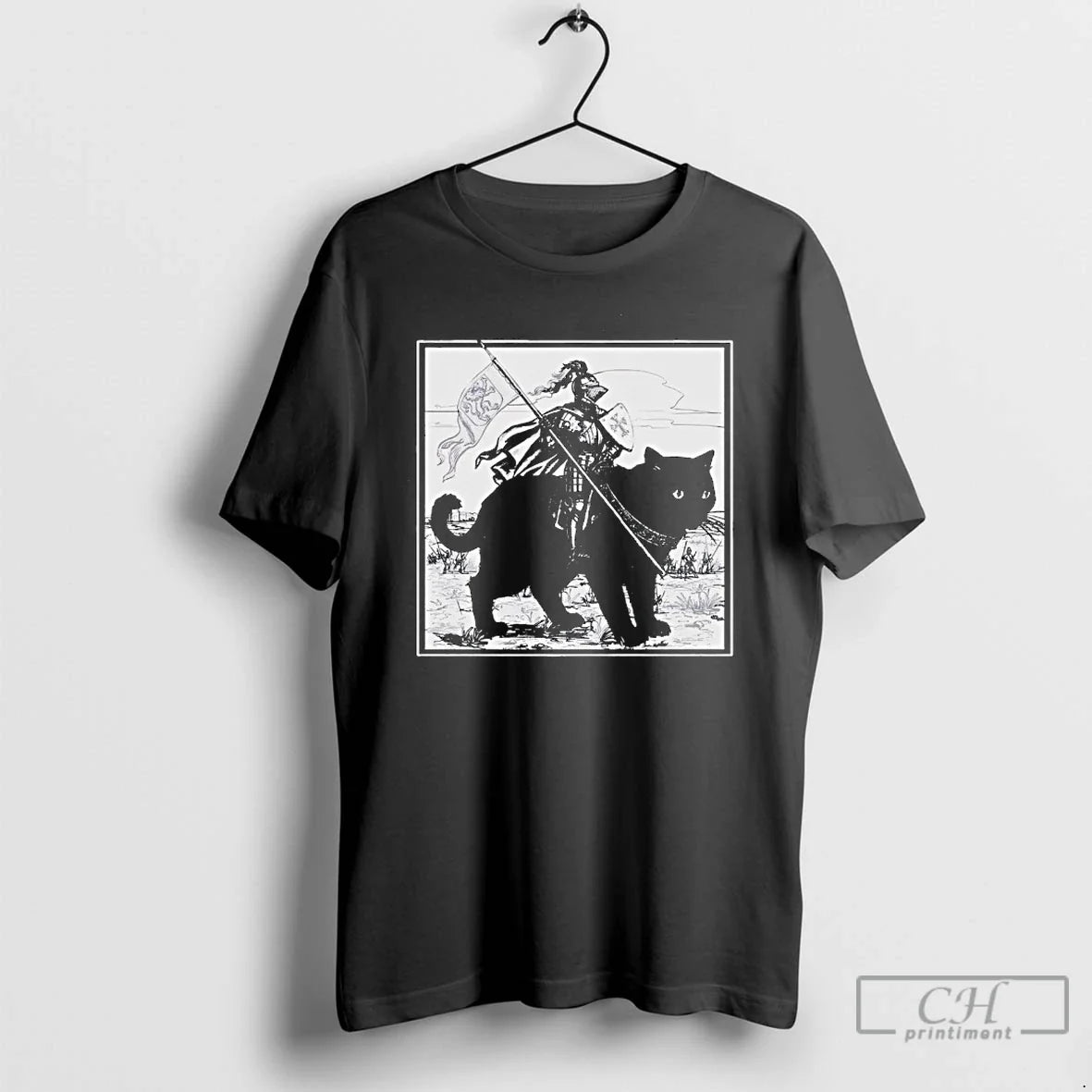 Classic Renaissance Fair Knight Cat Rider - Adult & Kids T-Shirts, Sweatshirts & Hoodies apparel design preview 1