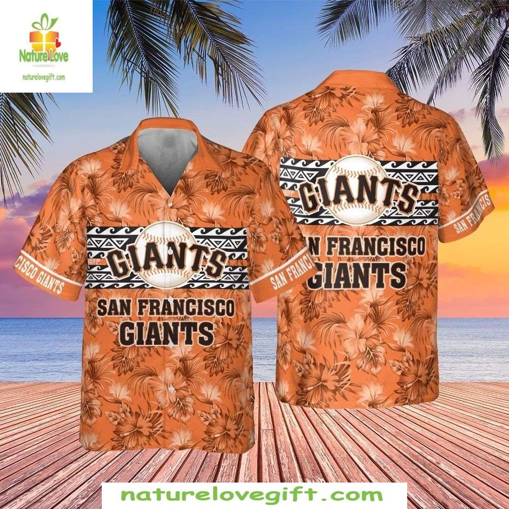 San Francisco Giants Hawaiian Classic Logo Stripe MLB - Adult & Kids T-Shirts, Sweatshirts & Hoodies apparel design preview 1