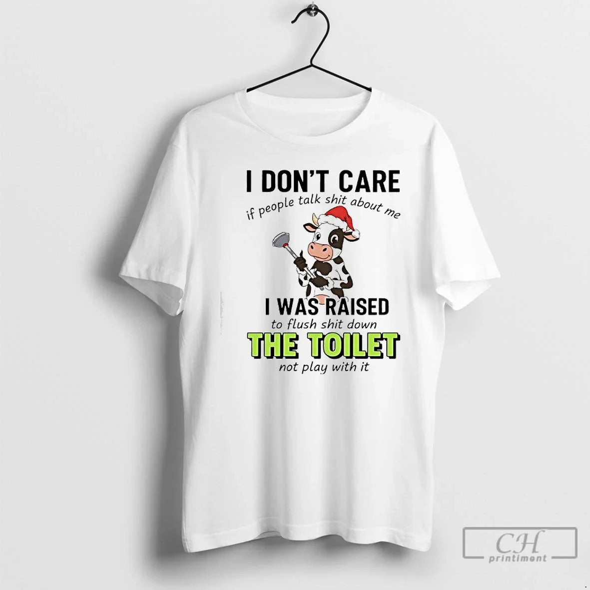 Classic Santa Cow I Dont Care If People Talk Shit - Adult & Kids T-Shirts, Sweatshirts & Hoodies apparel design preview 1