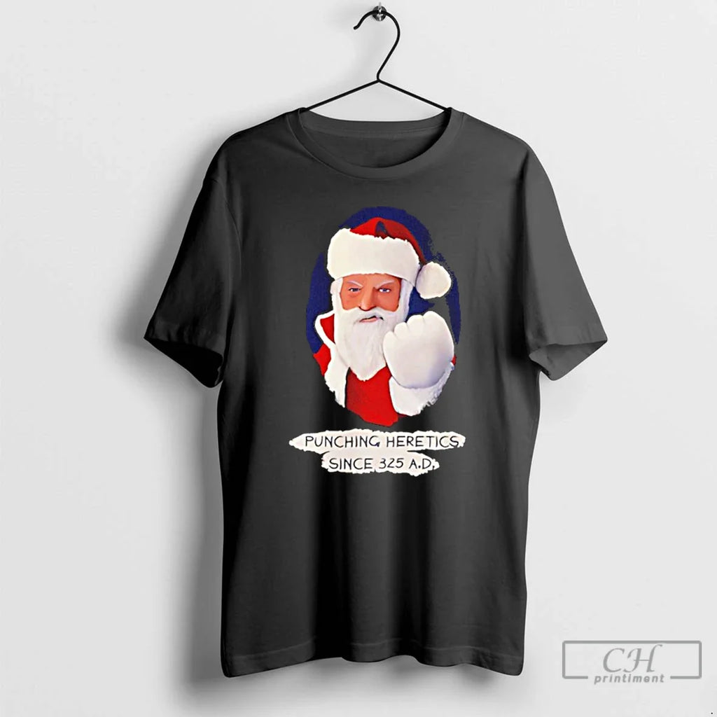 Classic Santa Punching Heretics Since 325 Ad - Adult & Kids T-Shirts, Sweatshirts & Hoodies apparel design preview 1