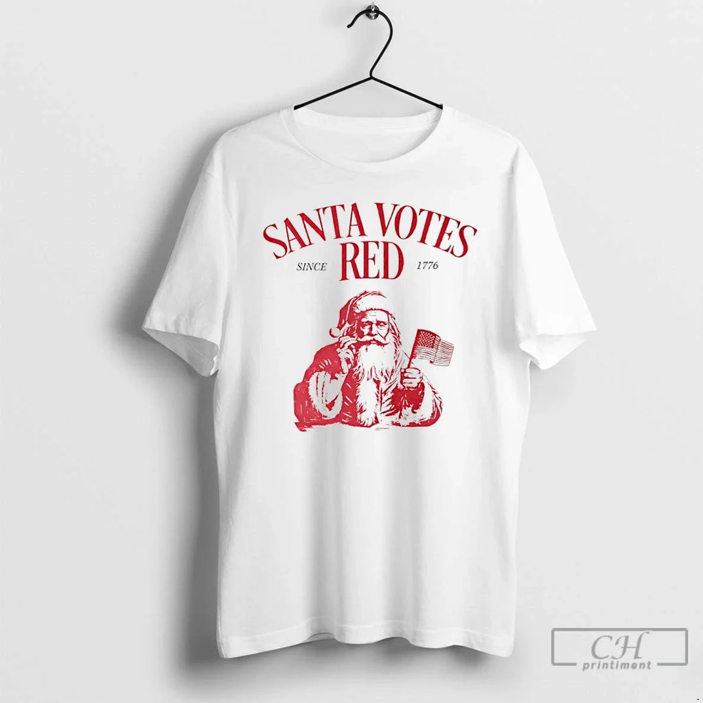 Classic Santa Votes Red Since 1776 - Adult & Kids T-Shirts, Sweatshirts & Hoodies apparel design preview 1