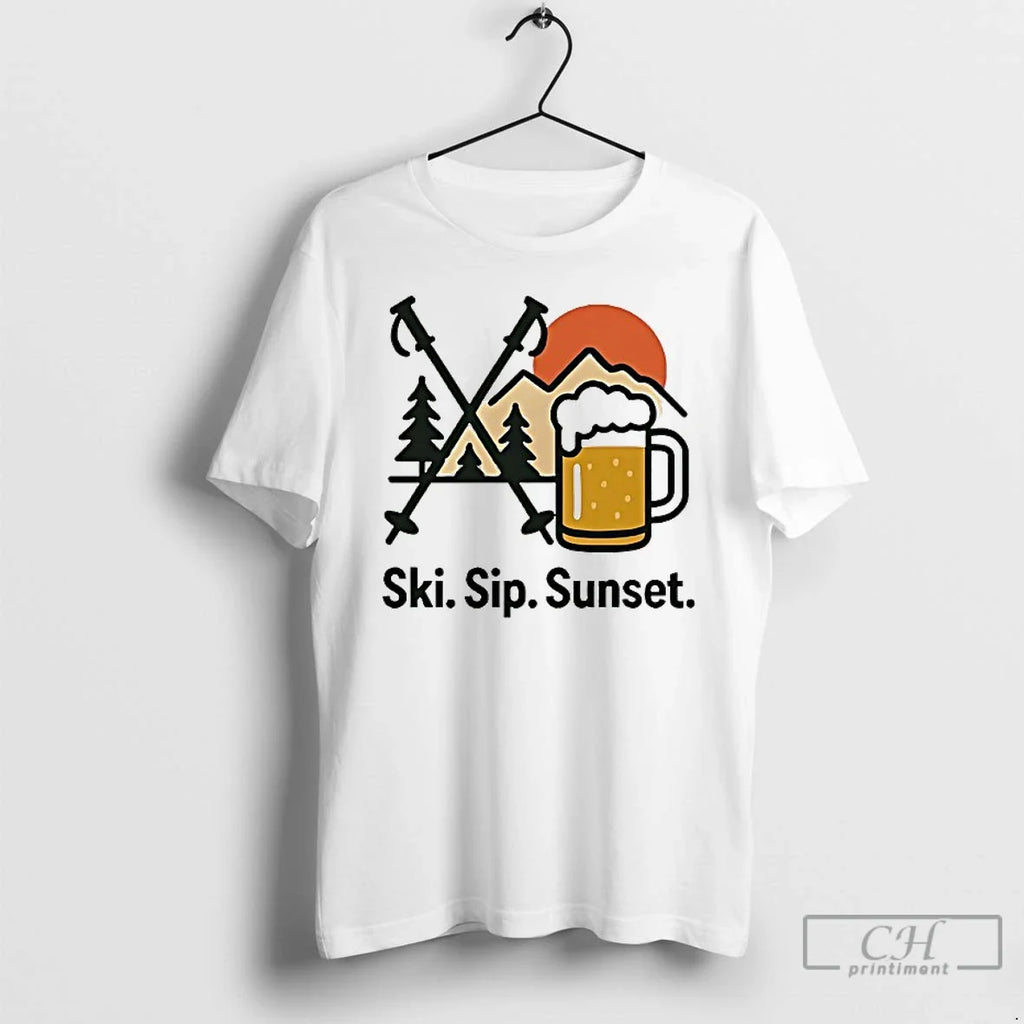 Classic Ski Sip Sunset - Adult & Kids T-Shirts, Sweatshirts & Hoodies apparel design preview 1