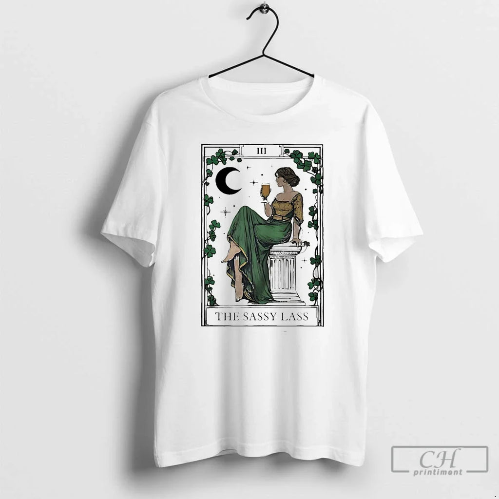 Classic St Patricks Day The Sassy Lass Tarot Card - Adult & Kids T-Shirts, Sweatshirts & Hoodies apparel design preview 1