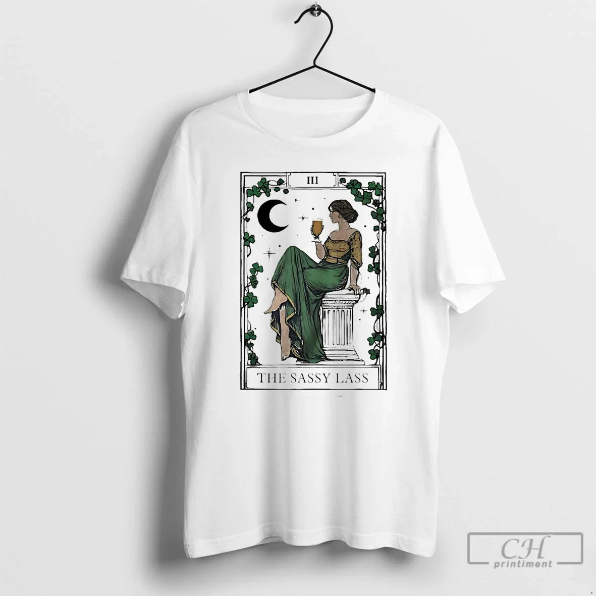 Classic St Patricks Day The Sassy Lass Tarot Card - Adult & Kids T-Shirts, Sweatshirts & Hoodies apparel design preview 1