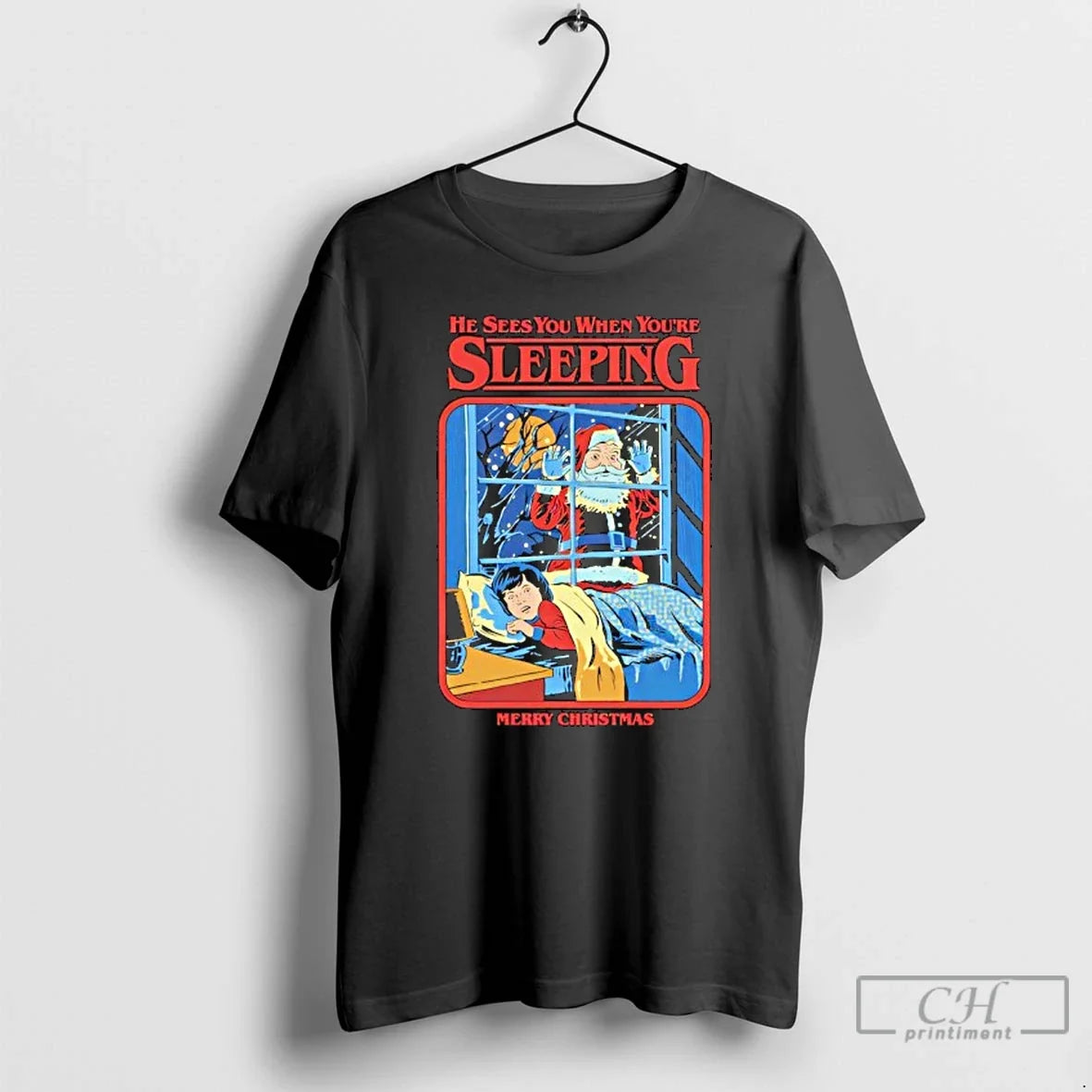 Classic Steven Rhodes He Sees You When Youre Sleeping - Adult & Kids T-Shirts, Sweatshirts & Hoodies apparel design preview 1