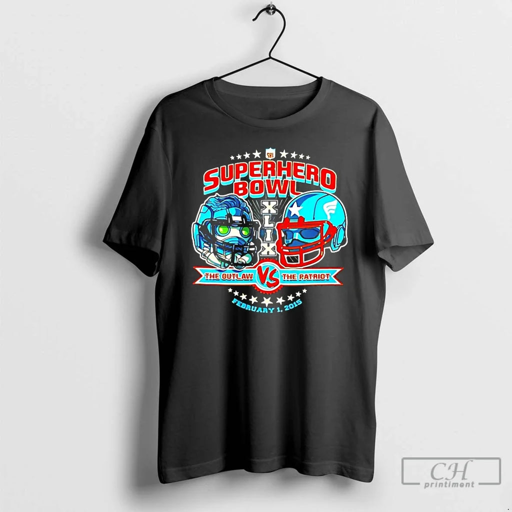 Classic Superhero Bowl The Outlaw Vs Patriot 2015 - Adult & Kids T-Shirts, Sweatshirts & Hoodies apparel design preview 1
