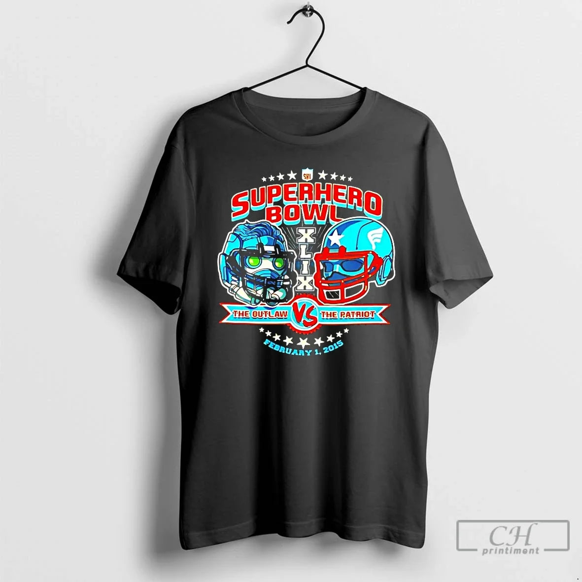 Classic Superhero Bowl The Outlaw Vs Patriot 2015 - Adult & Kids T-Shirts, Sweatshirts & Hoodies apparel design preview 1