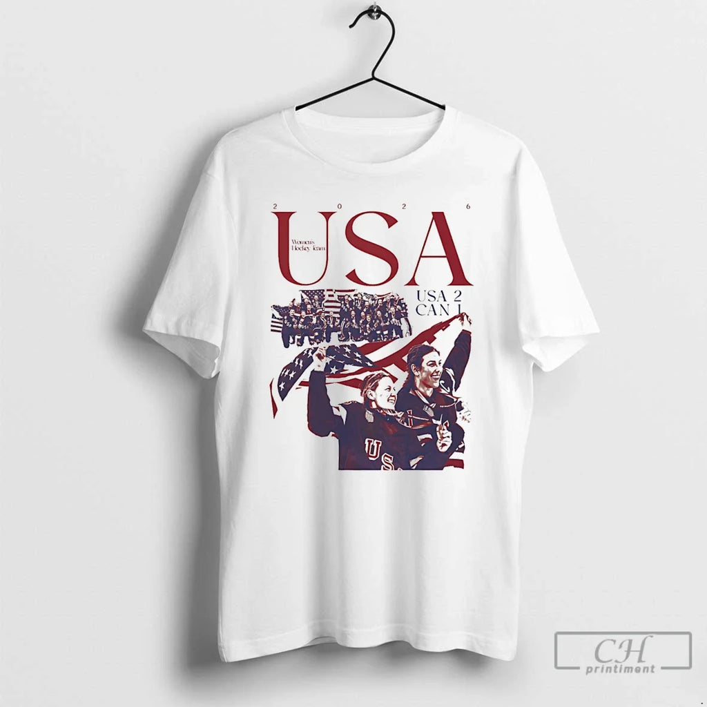 Classic Team Usa Womens Hockey Victory 2 Can 1 - Adult & Kids T-Shirts, Sweatshirts & Hoodies apparel design preview 1
