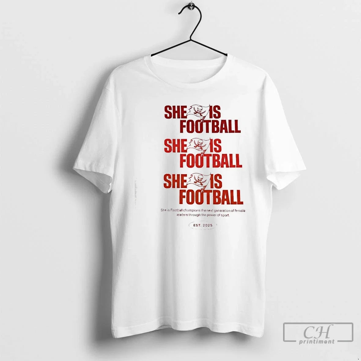 Classic Tampa Bay Buccaneers She Is Football Est 2025 - Adult & Kids T-Shirts, Sweatshirts & Hoodies apparel design preview 1