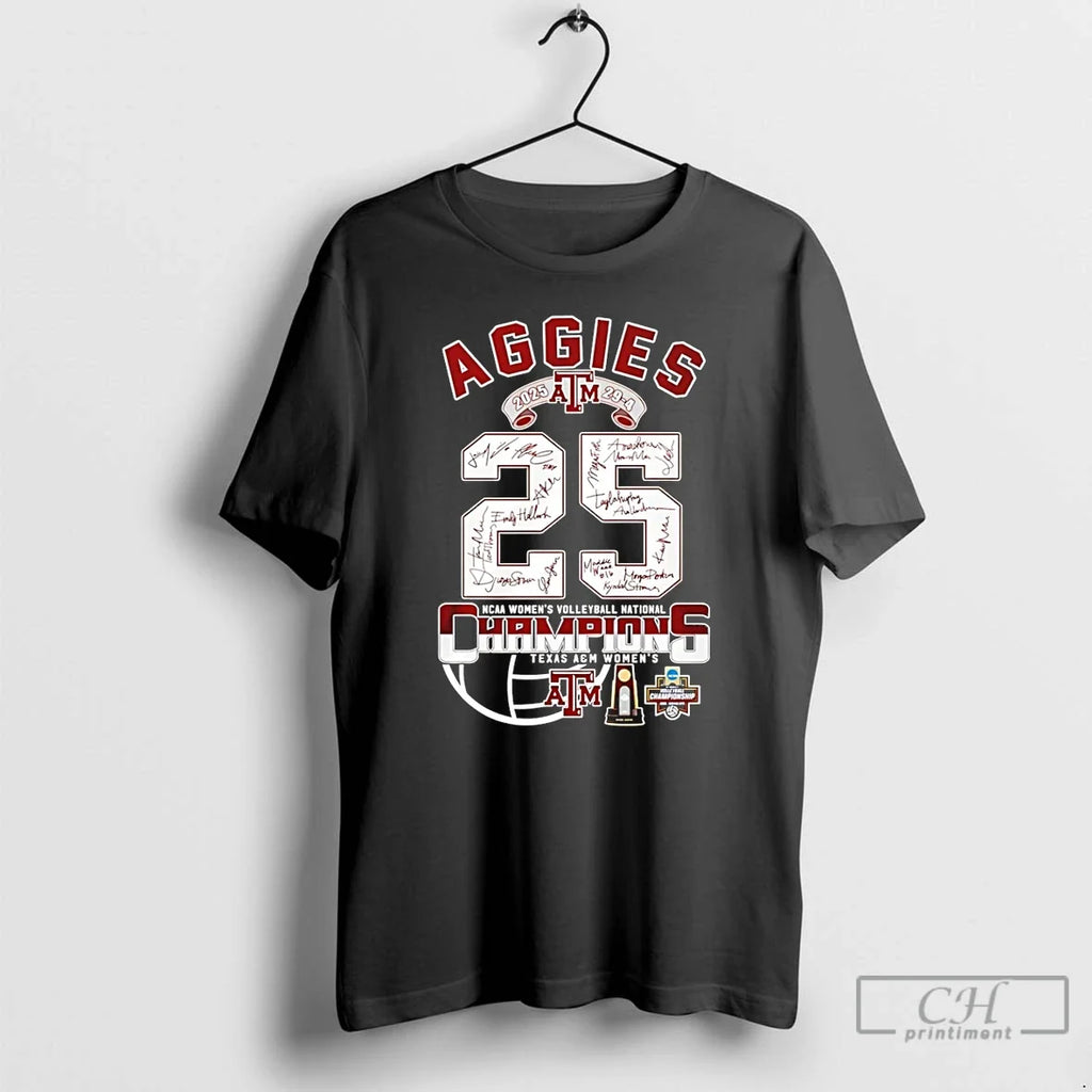 Classic Texas Am Aggies 2025 Volleyball Champions 25 - Adult & Kids T-Shirts, Sweatshirts & Hoodies apparel design preview 1