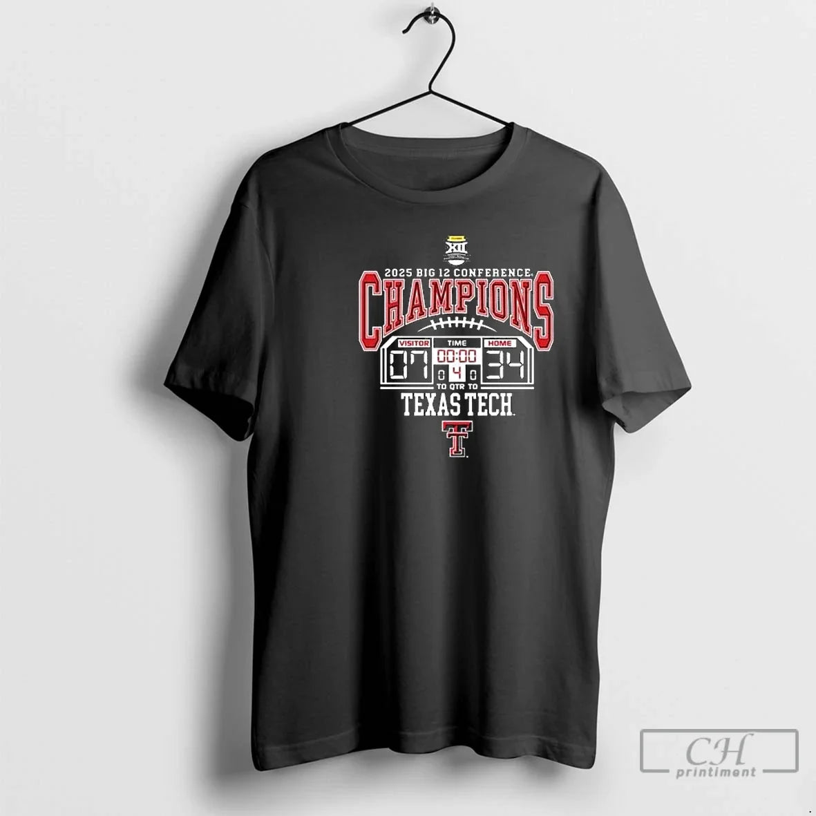 Classic Texas Tech Red Raiders Black 2025 Big 12 - Adult & Kids T-Shirts, Sweatshirts & Hoodies apparel design preview 1