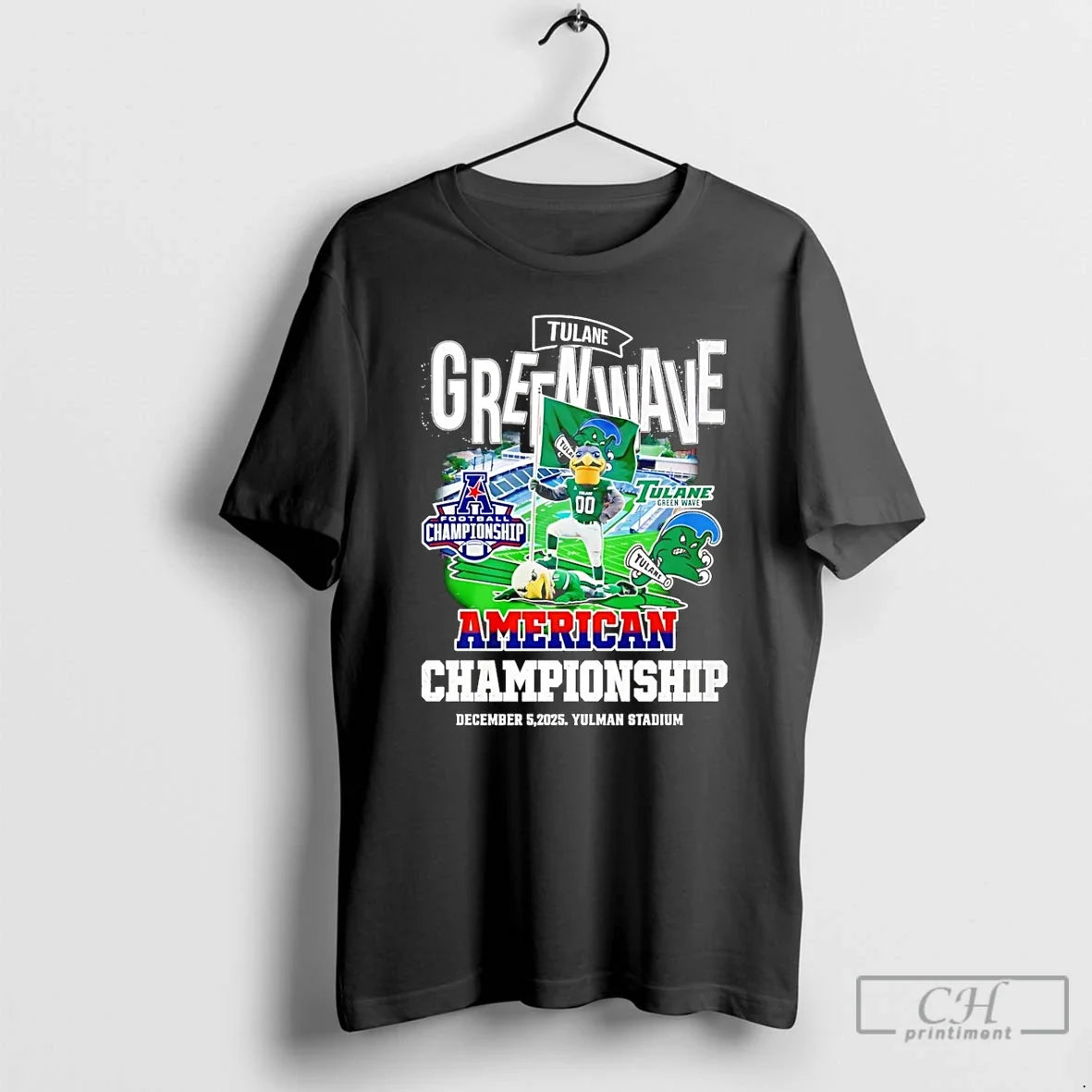 Classic Tulane Green Wave 2025 American Championship - Adult & Kids T-Shirts, Sweatshirts & Hoodies apparel design preview 1