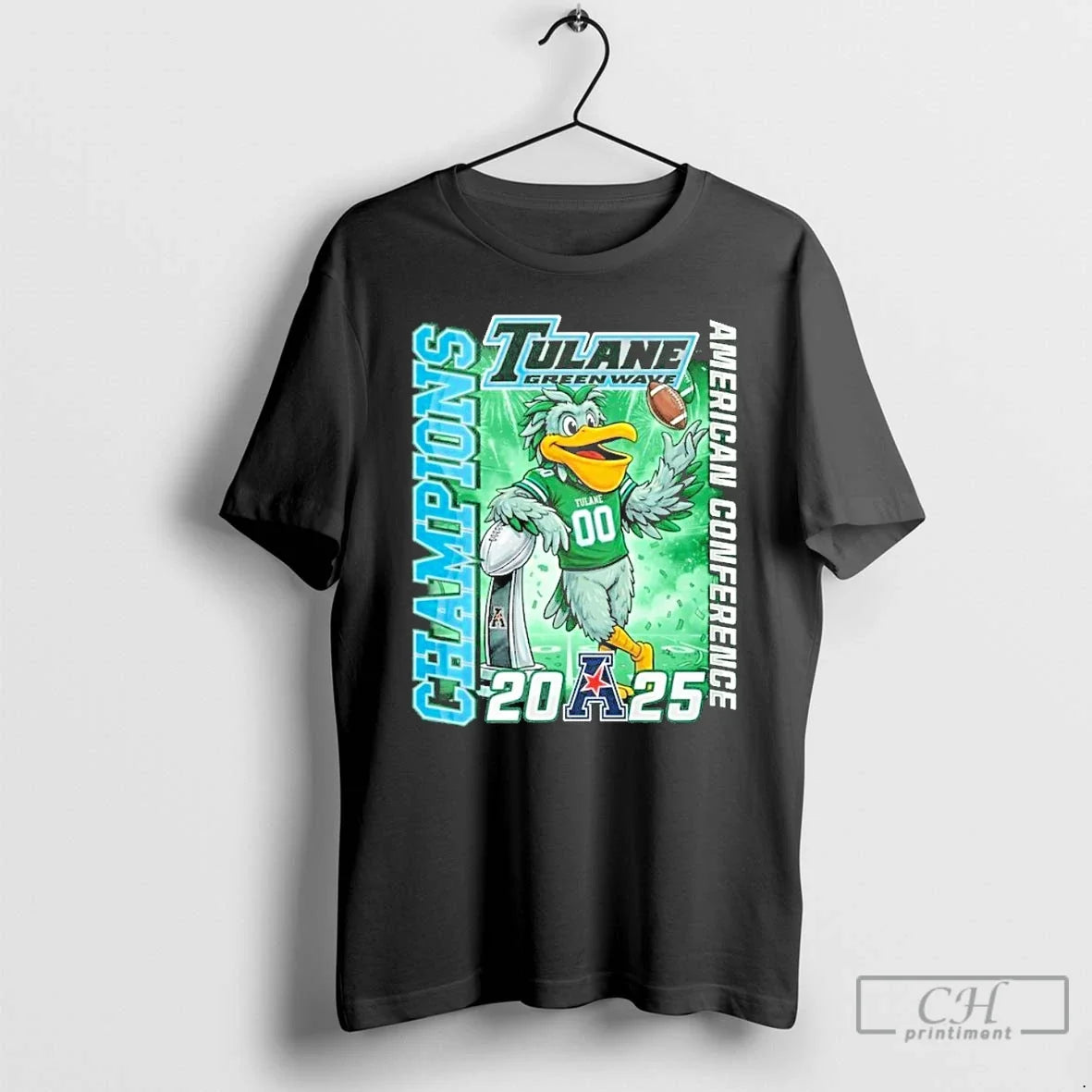 Classic Tulane Green Wave 2025 American Conference - Adult & Kids T-Shirts, Sweatshirts & Hoodies apparel design preview 1