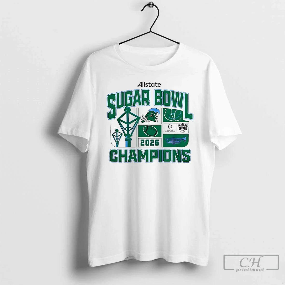Classic Tulane Green Wave Football 2026 Sugar Bowl - Adult & Kids T-Shirts, Sweatshirts & Hoodies apparel design preview 1