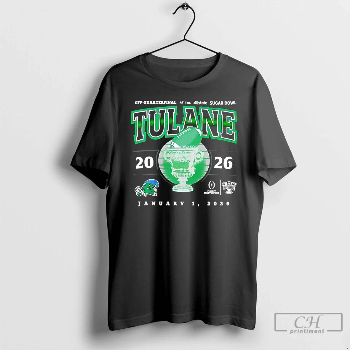 Classic Tulane Green Wave Football 2026 Sugar Bowl - Adult & Kids T-Shirts, Sweatshirts & Hoodies apparel design preview 1