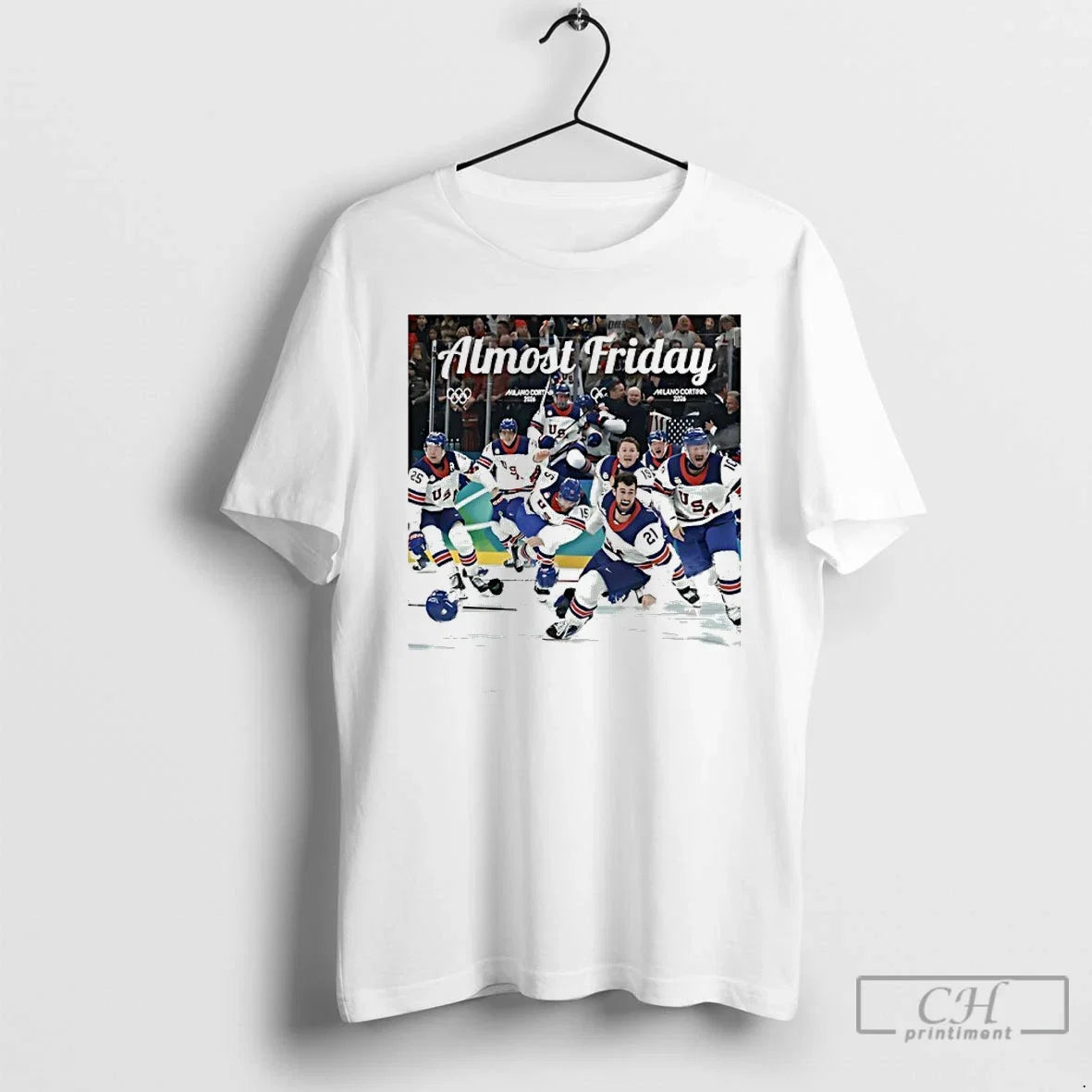 Classic Usa Hockey Miracle On Ice Almost Friday - Adult & Kids T-Shirts, Sweatshirts & Hoodies apparel design preview 1