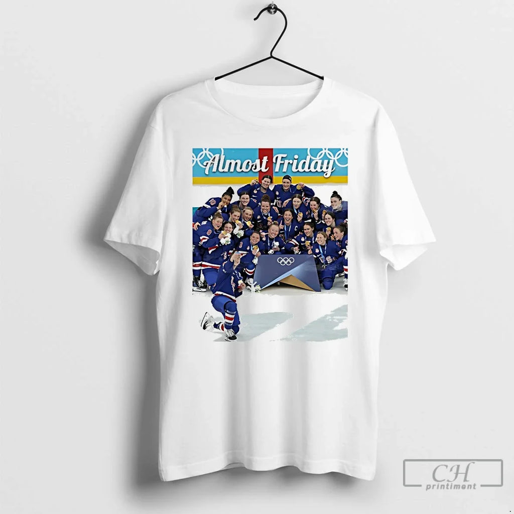Classic Usa Hockey Selfie Almost Friday - Adult & Kids T-Shirts, Sweatshirts & Hoodies apparel design preview 1