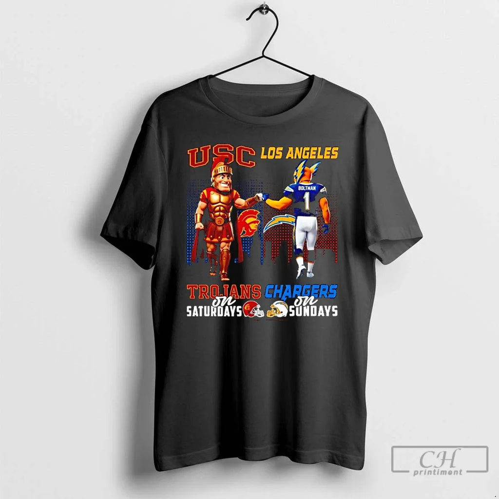 Classic Usc Trojans Saturdays X Los Angeles Chargers - Adult & Kids T-Shirts, Sweatshirts & Hoodies apparel design preview 1
