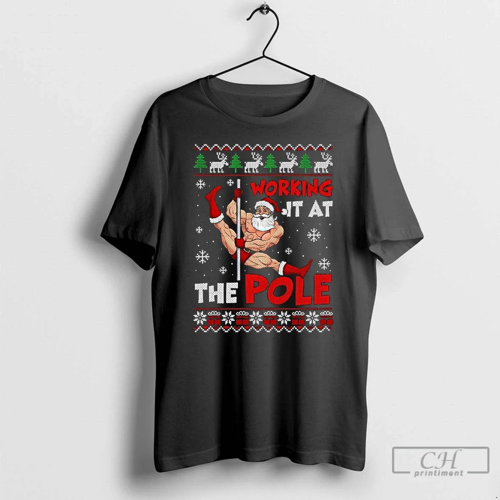 Classic Working Pole Santa Dancing Ugly - Adult & Kids T-Shirts, Sweatshirts & Hoodies apparel design preview 1