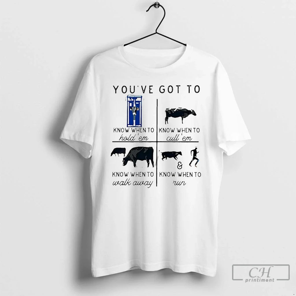 Classic Youve Got To Know When Hold Em Cow - Adult & Kids T-Shirts, Sweatshirts & Hoodies apparel design preview 1