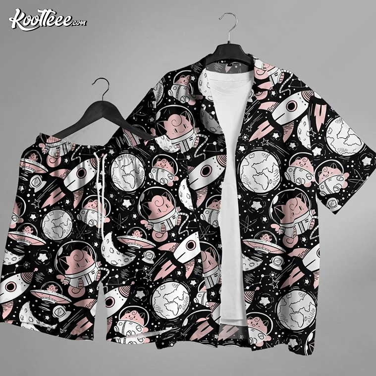 Clefairy Astronaut Hawaiian And Shorts - Adult & Kids T-Shirts, Sweatshirts & Hoodies apparel design preview 1