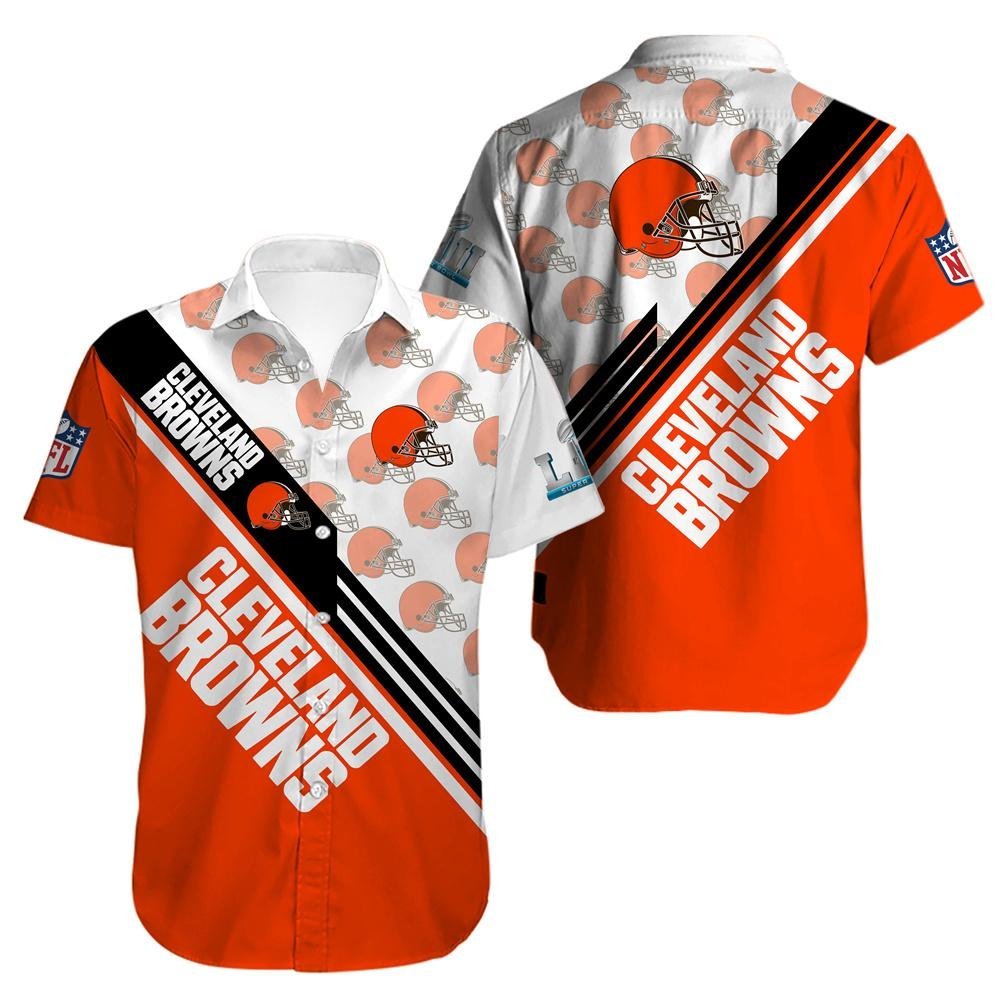 Cleveland Browns Hawaiian Bold Stripe Design 941012 - Adult & Kids T-Shirts, Sweatshirts & Hoodies apparel design preview 1