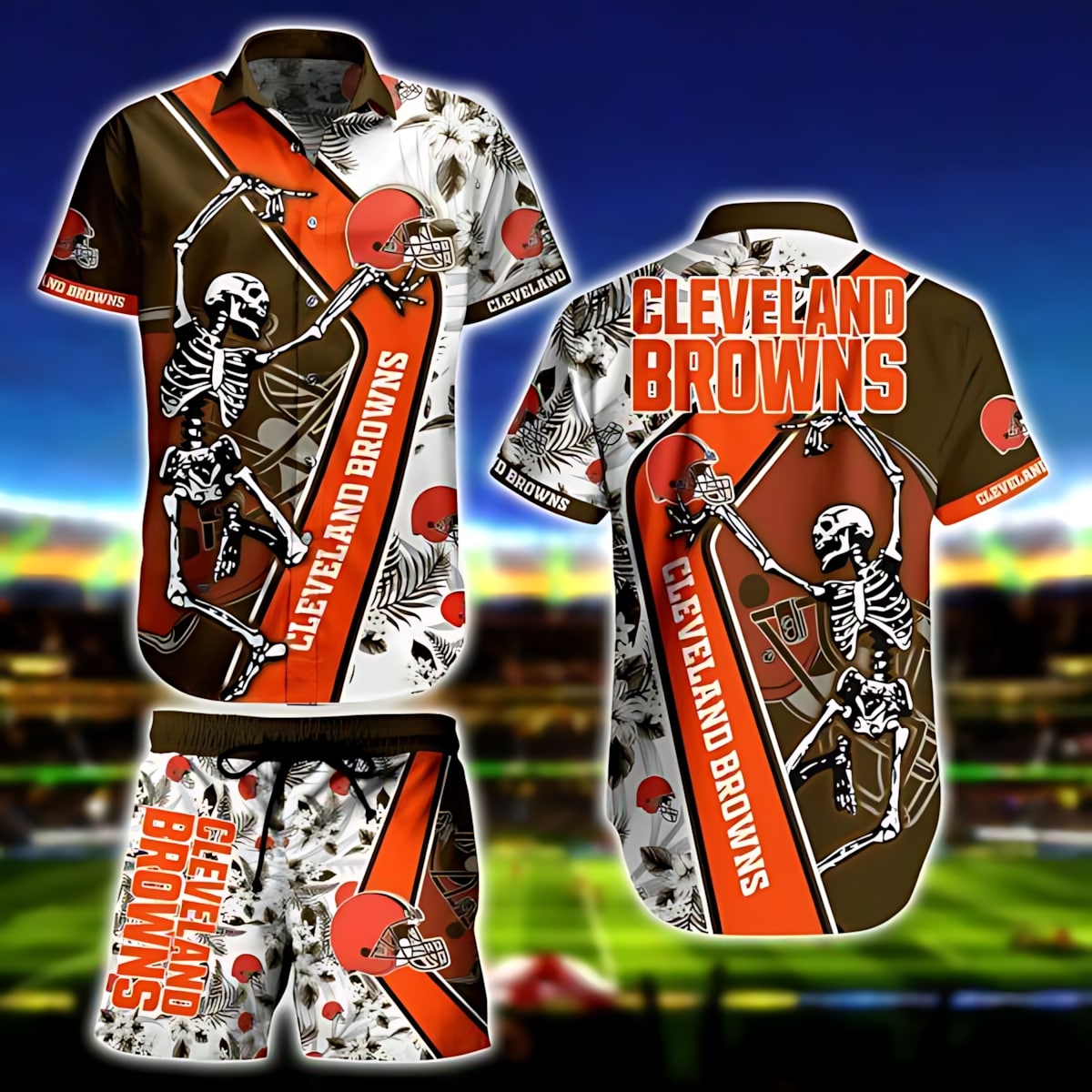 Cleveland Browns Hawaiian Bone Crusher Design 544445 - Adult & Kids T-Shirts, Sweatshirts & Hoodies apparel design preview 1