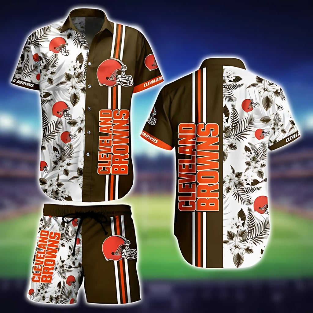 Cleveland Browns Hawaiian Classic Stripe Design - Adult & Kids T-Shirts, Sweatshirts & Hoodies apparel design preview 1