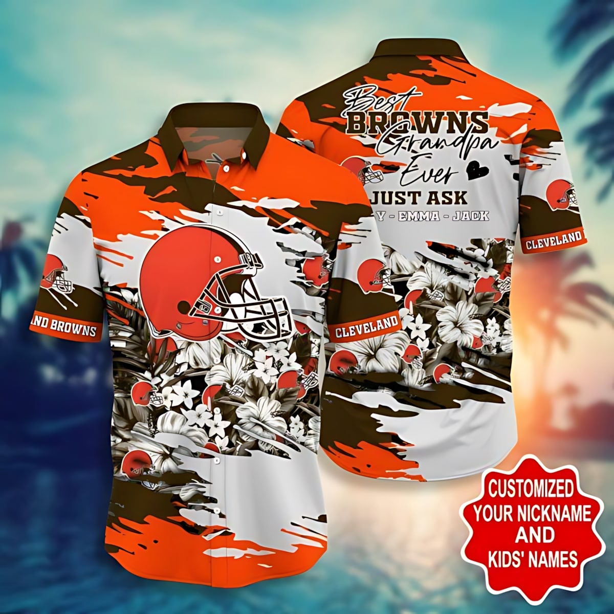Cleveland Browns Hawaiian Custom Family Design 832338 - Adult & Kids T-Shirts, Sweatshirts & Hoodies apparel design preview 1