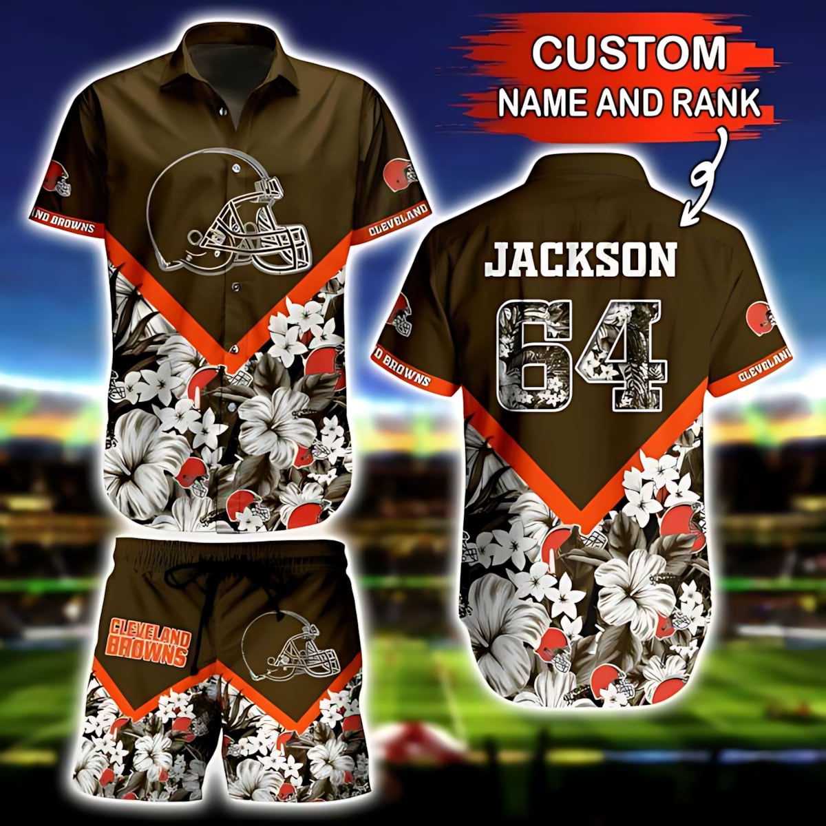 Cleveland Browns MVP Hawaiian 427870 Custom Design - Adult & Kids T-Shirts, Sweatshirts & Hoodies apparel design preview 1