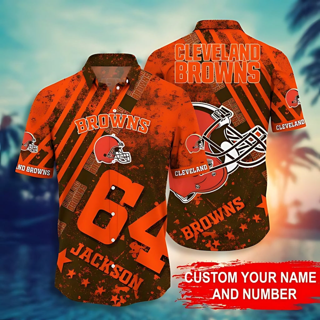 Cleveland Browns Hawaiian Custom Star Player Design - Adult & Kids T-Shirts, Sweatshirts & Hoodies apparel design preview 1
