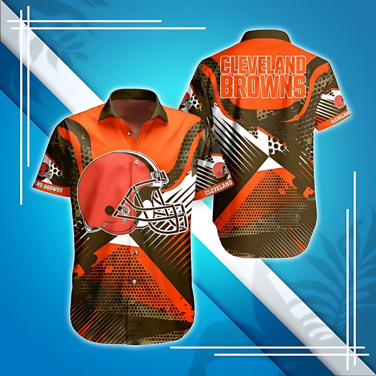Cleveland Browns Hawaiian Dynamic Stripes Design - Adult & Kids T-Shirts, Sweatshirts & Hoodies apparel design preview 1