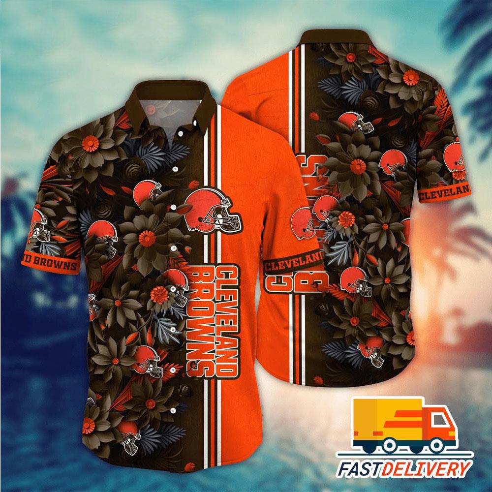 Cleveland Browns Floral Hawaiian 509188 - Adult & Kids T-Shirts, Sweatshirts & Hoodies apparel design preview 1