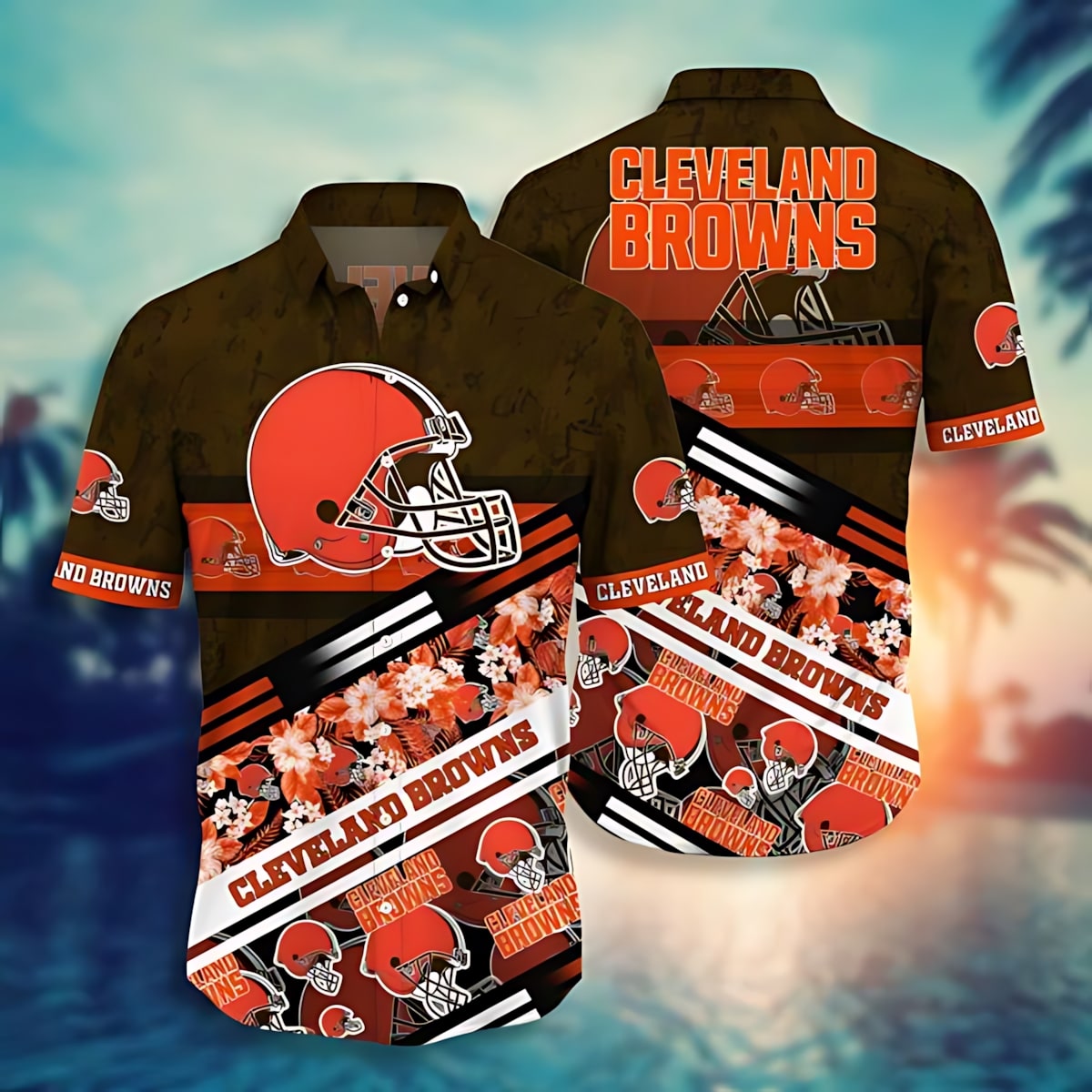 Cleveland Browns Floral Hawaiian 641096 - Adult & Kids T-Shirts, Sweatshirts & Hoodies apparel design preview 1