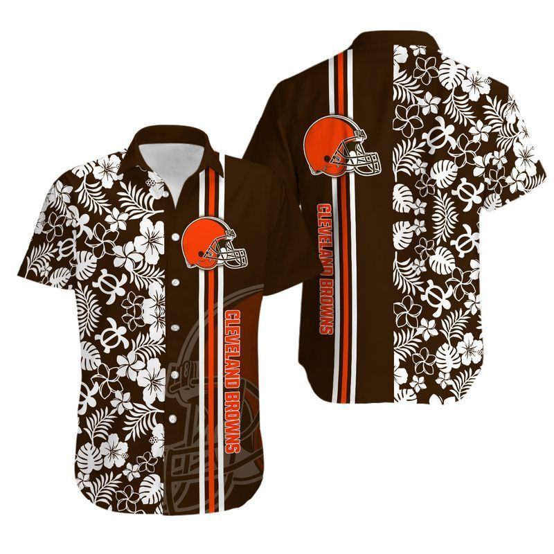Cleveland Browns Floral Hawaiian Touchdown Design - Adult & Kids T-Shirts, Sweatshirts & Hoodies apparel design preview 1