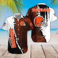 Cleveland Browns Hawaiian Gridiron Laces Design - Adult & Kids T-Shirts, Sweatshirts & Hoodies apparel design preview 1