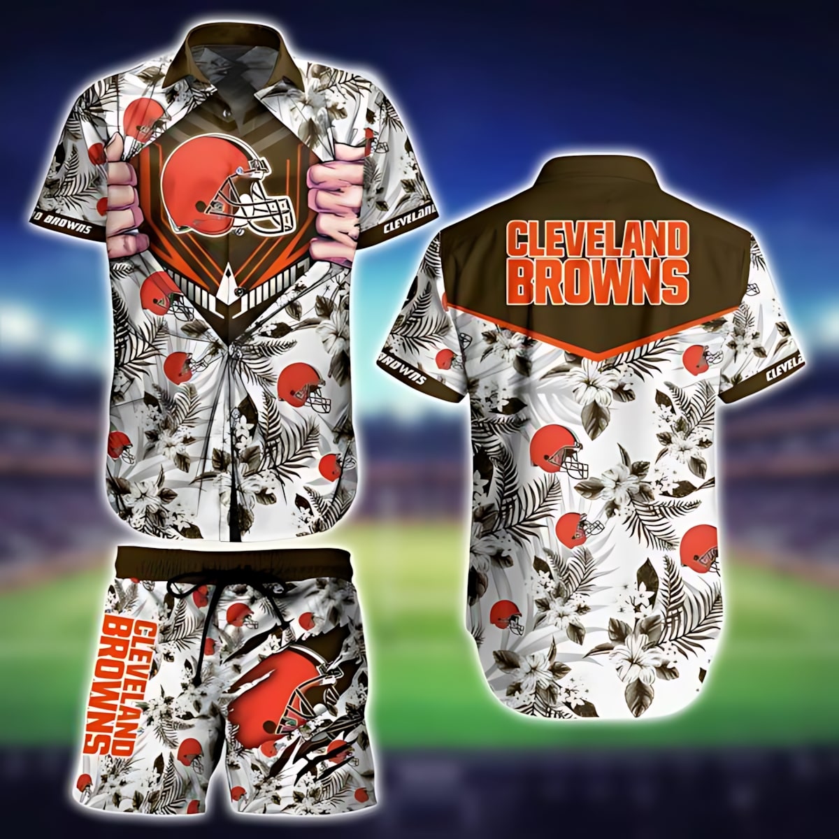 Cleveland Browns Hawaiian Hidden Strength Design by - Adult & Kids T-Shirts, Sweatshirts & Hoodies apparel design preview 1