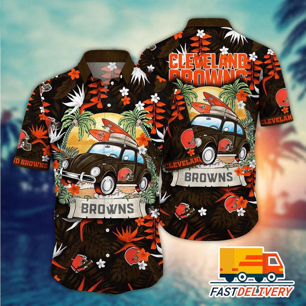 Cleveland Browns Hawaiian Retro Surf Design 771231 - Adult & Kids T-Shirts, Sweatshirts & Hoodies apparel design preview 1