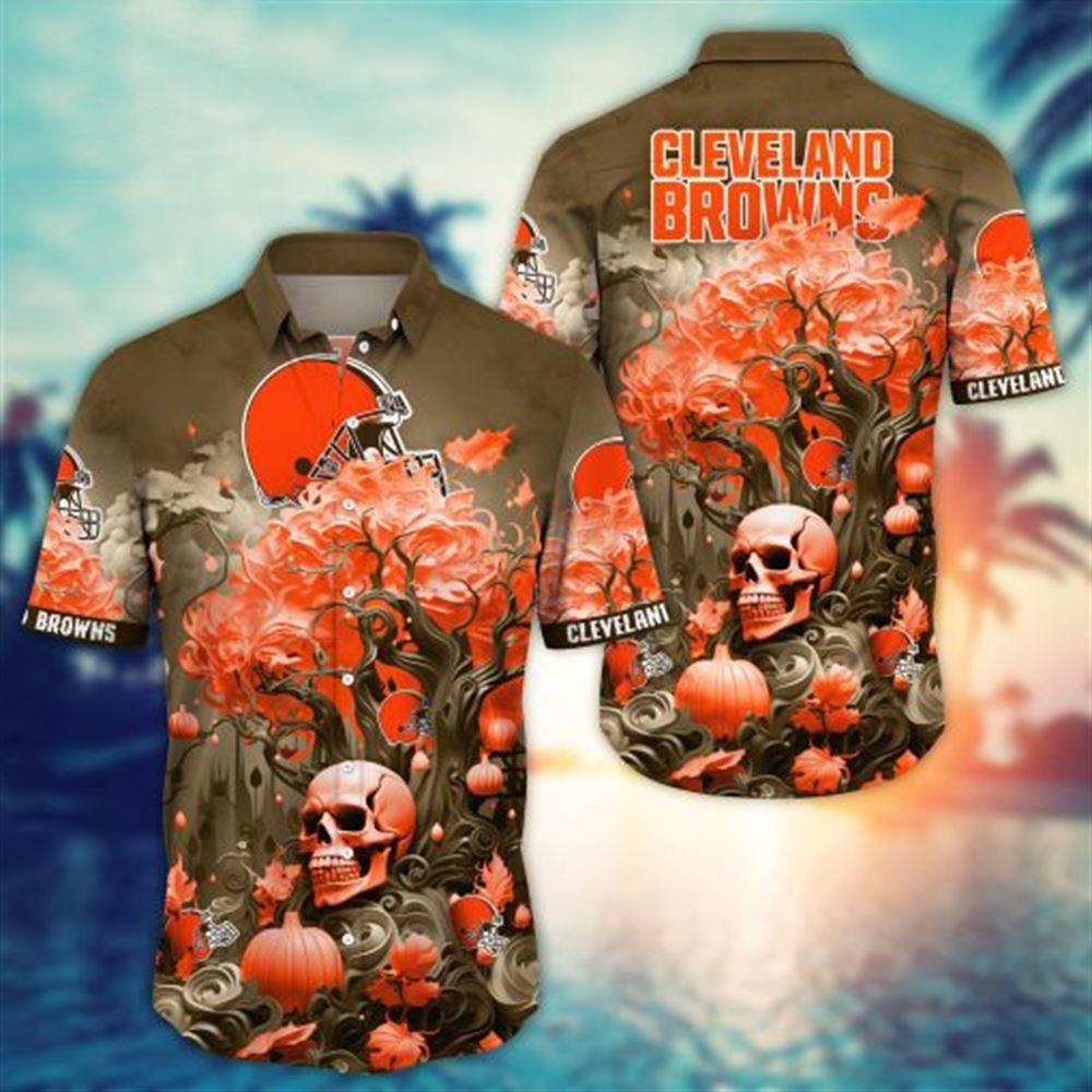 Cleveland Browns Hawaiian Skull Roots Design 386563 - Adult & Kids T-Shirts, Sweatshirts & Hoodies apparel design preview 1