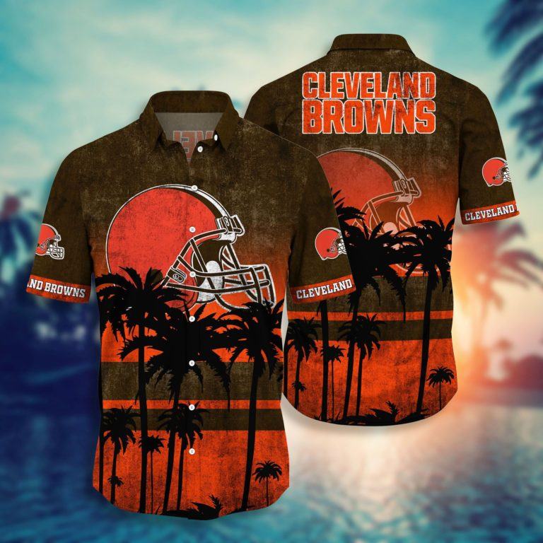 Cleveland Browns Hawaiian Sunset Palms Design 186902 - Adult & Kids T-Shirts, Sweatshirts & Hoodies apparel design preview 1