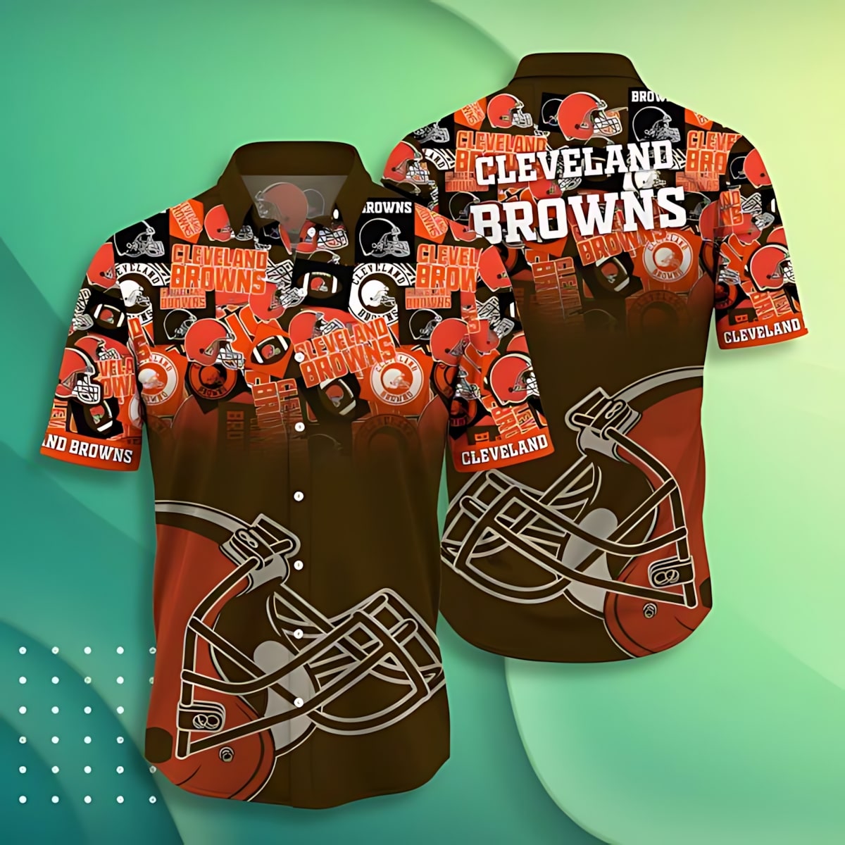 Cleveland Browns Hawaiian Team Spirit Collage Design - Adult & Kids T-Shirts, Sweatshirts & Hoodies apparel design preview 1