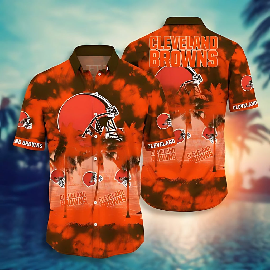 Cleveland Browns Tie Dye Hawaiian Sunset Design - Adult & Kids T-Shirts, Sweatshirts & Hoodies apparel design preview 1