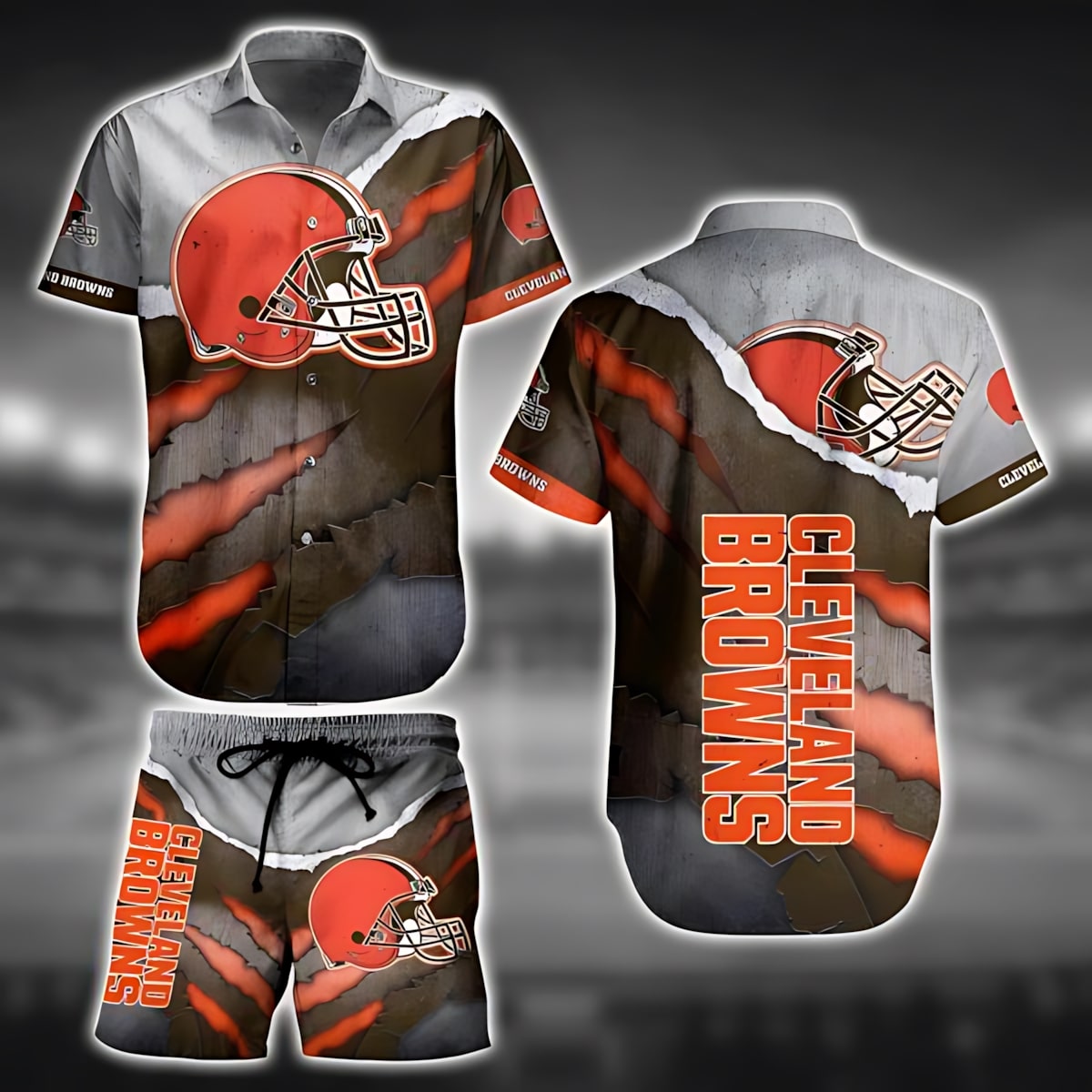 Cleveland Browns Hawaiian Torn Turf Design 344074 - Adult & Kids T-Shirts, Sweatshirts & Hoodies apparel design preview 1