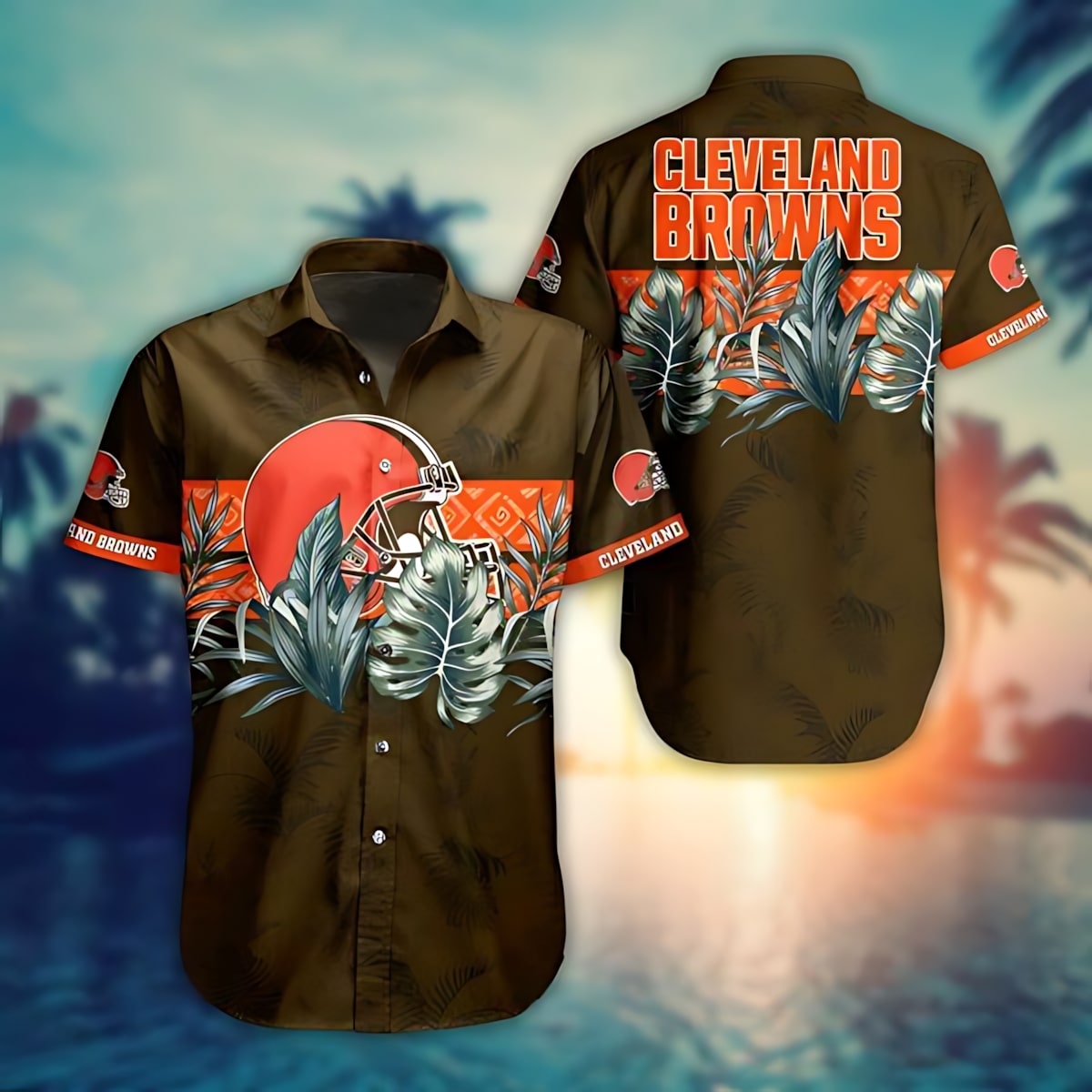 Cleveland Browns Hawaiian Tropical Jungle Design - Adult & Kids T-Shirts, Sweatshirts & Hoodies apparel design preview 1