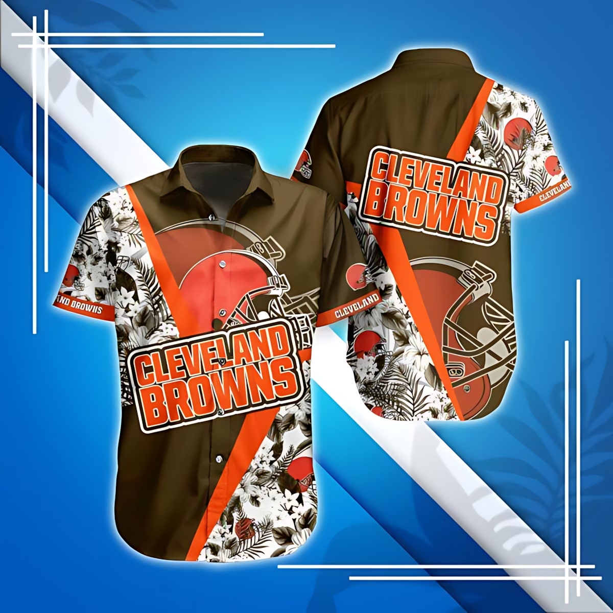 Cleveland Browns Hawaiian Tropical Rush Design 221326 - Adult & Kids T-Shirts, Sweatshirts & Hoodies apparel design preview 1