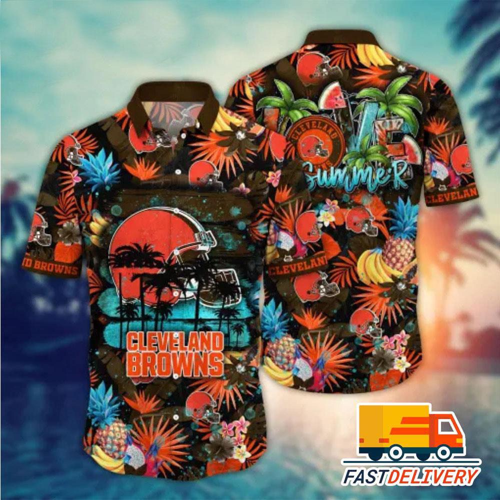 Cleveland Browns Hawaiian Tropical Vibes 561357 - Adult & Kids T-Shirts, Sweatshirts & Hoodies apparel design preview 1