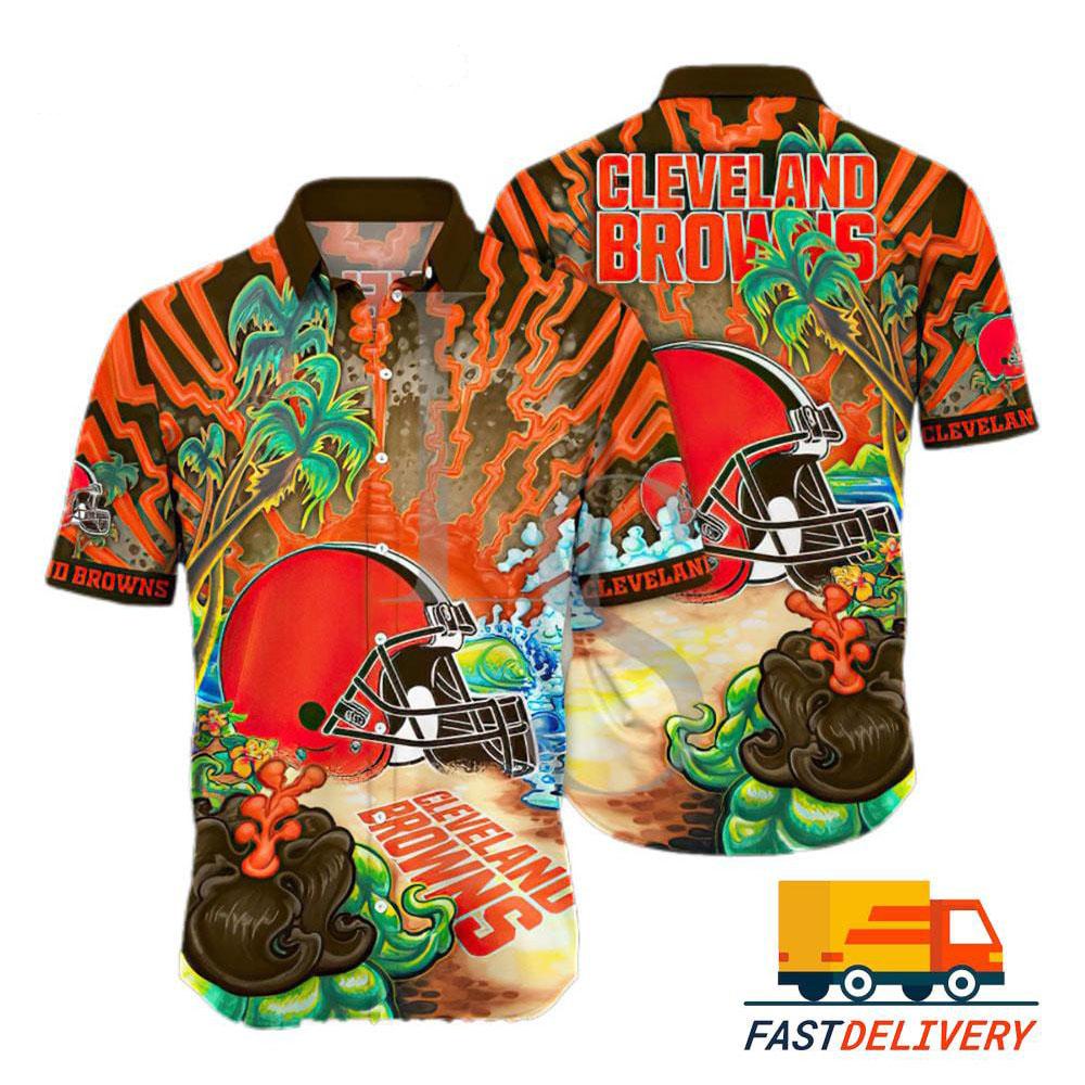 Cleveland Browns Hawaiian Volcanic Blaze Design - Adult & Kids T-Shirts, Sweatshirts & Hoodies apparel design preview 1