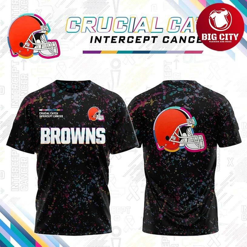 Cleveland Browns x Crucial Catch Intercept Cancer Two - Adult & Kids T-Shirts, Sweatshirts & Hoodies apparel design preview 1