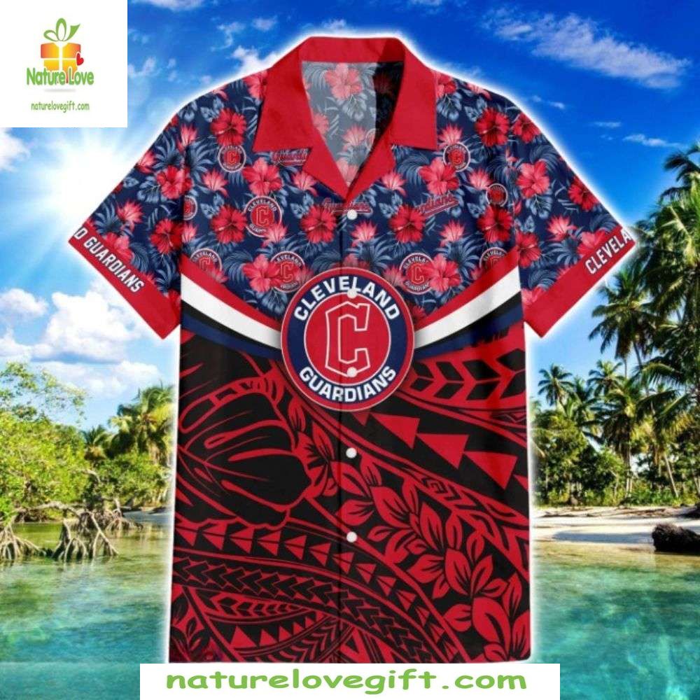 Cleveland Guardians Hawaiian Floral Tribal MLB - Adult & Kids T-Shirts, Sweatshirts & Hoodies apparel design preview 1